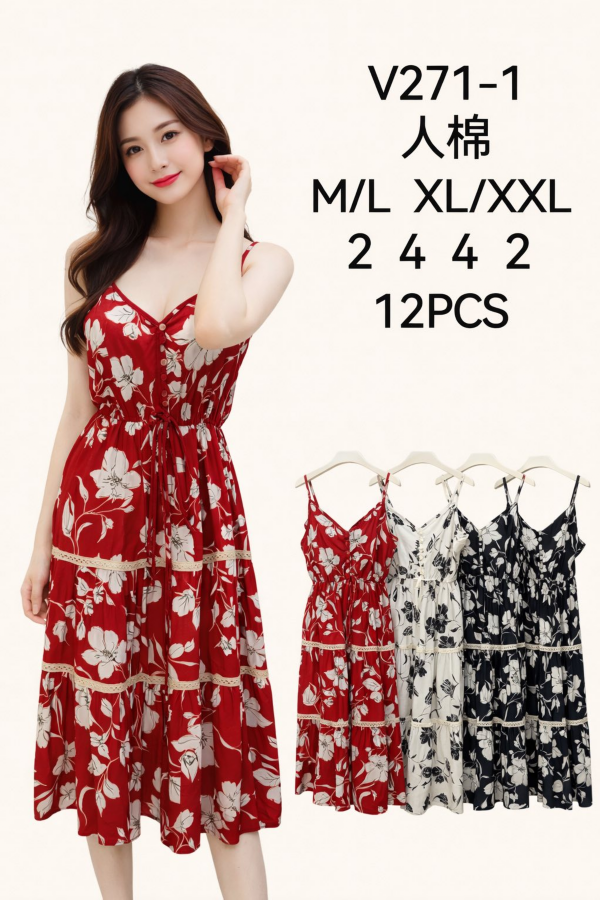 Sukienki damskie Roz M-2XL, Mix Kolor .Paczka 12 szt